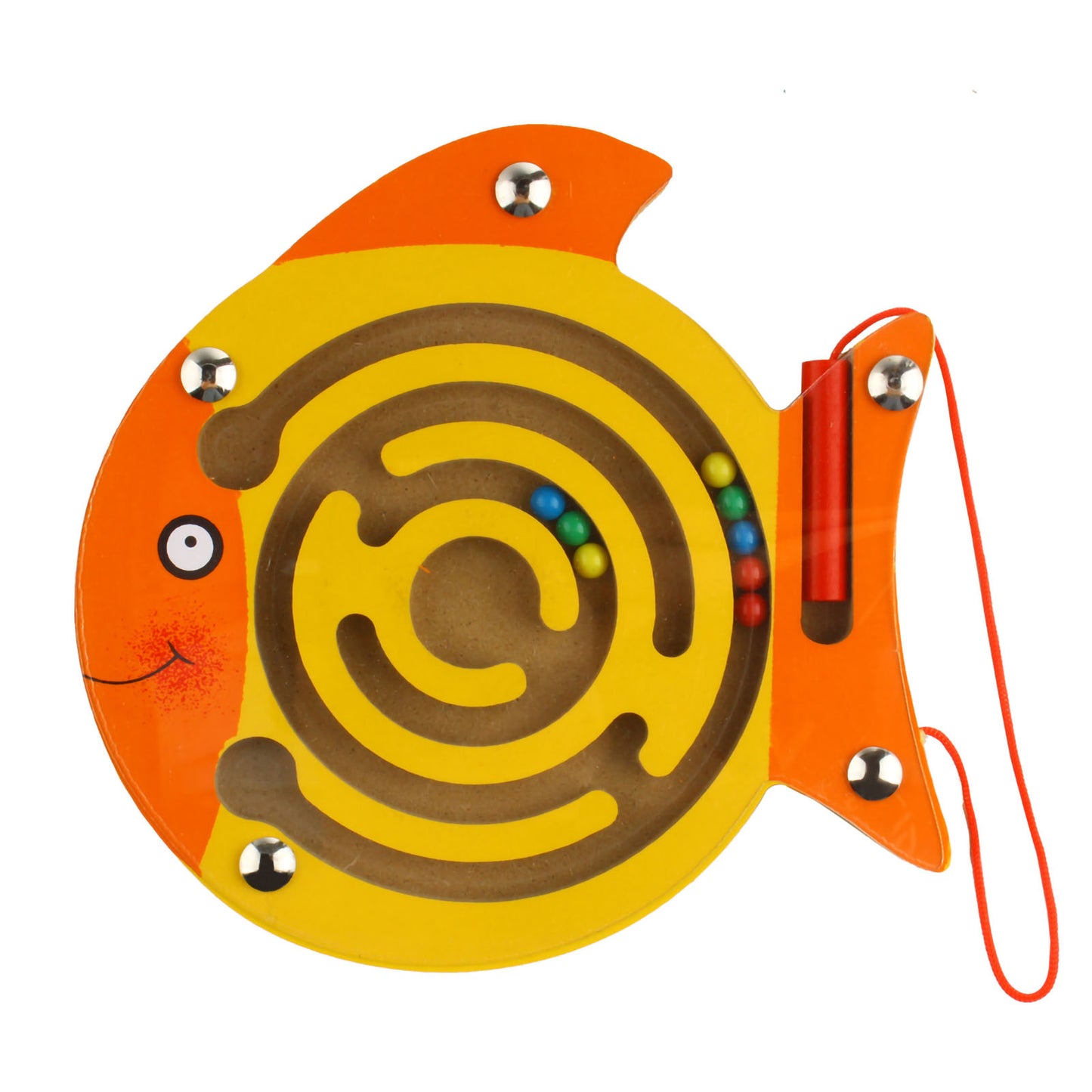 Andux Mini Wooden Animals Magnetic Beads Maze on Board Game for Kids MGYX-01 (Small Fish)