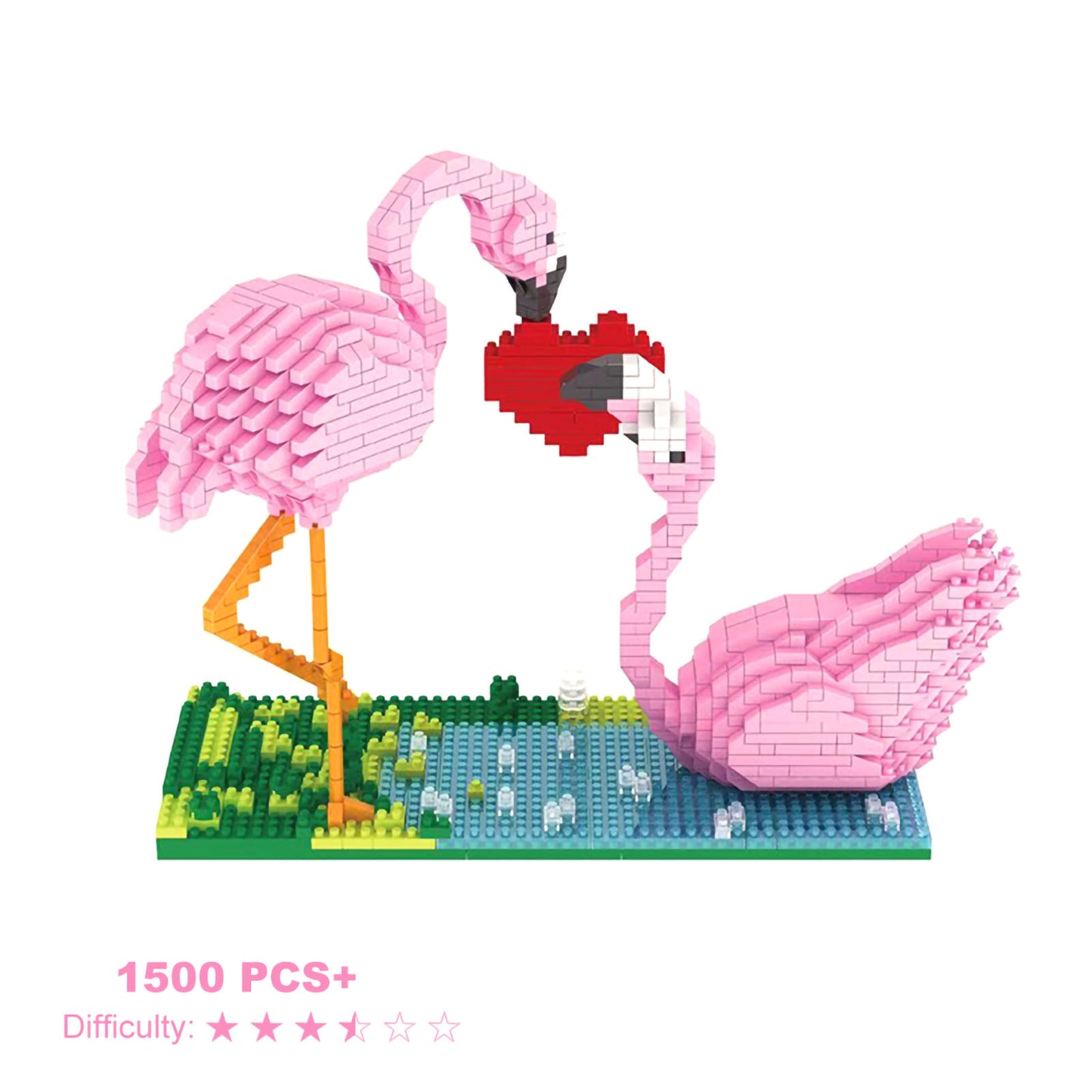 Larcele Building Toy Bricks,1500 Pieces KLJM-02 (Flamingo)