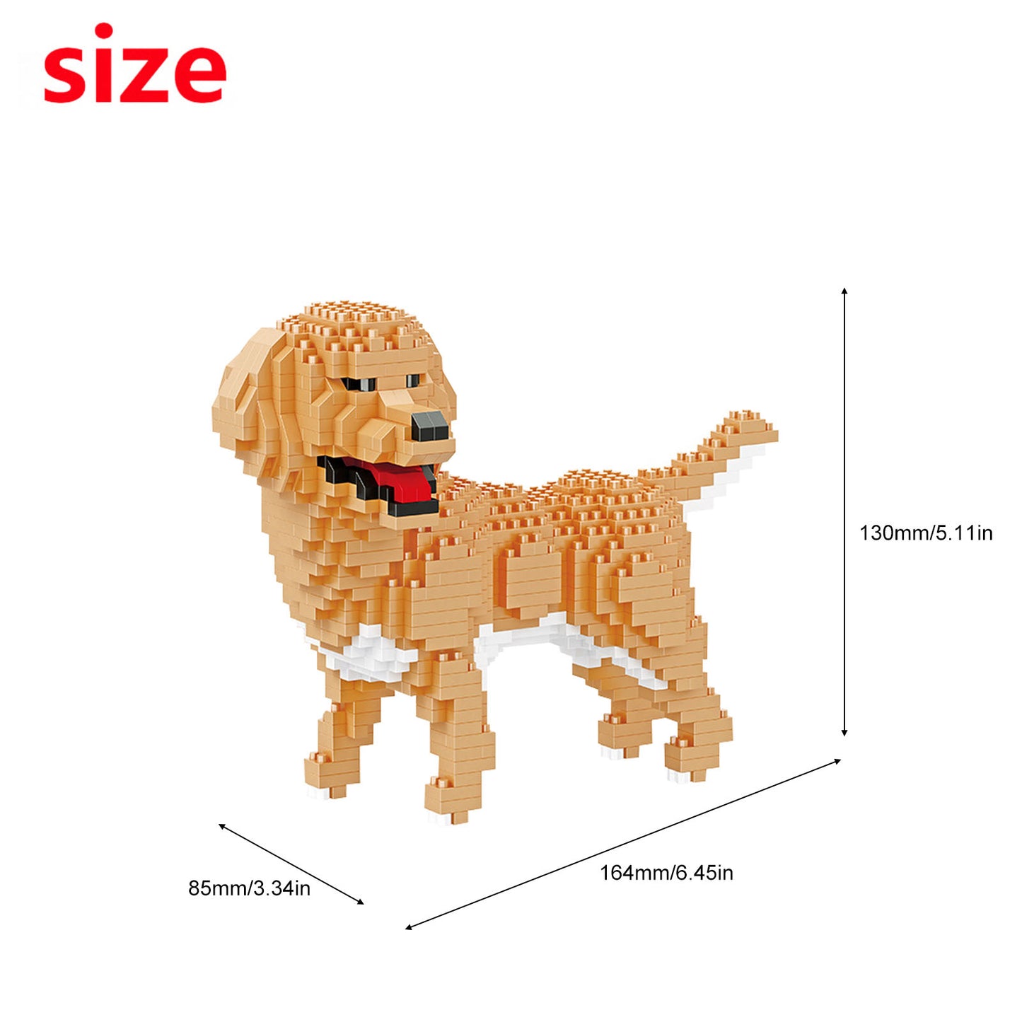 Larcele Building Toy Bricks,824 Pieces KLJM-05(Golden Retriever)