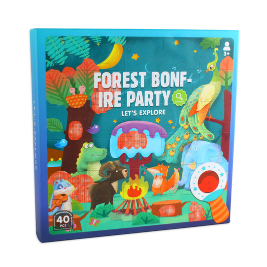 NOOLY 40 Pieces Animal Jigsaw Puzzles Learning Educational Puzzles GSPT-01 (Forest Bonfire Party)
