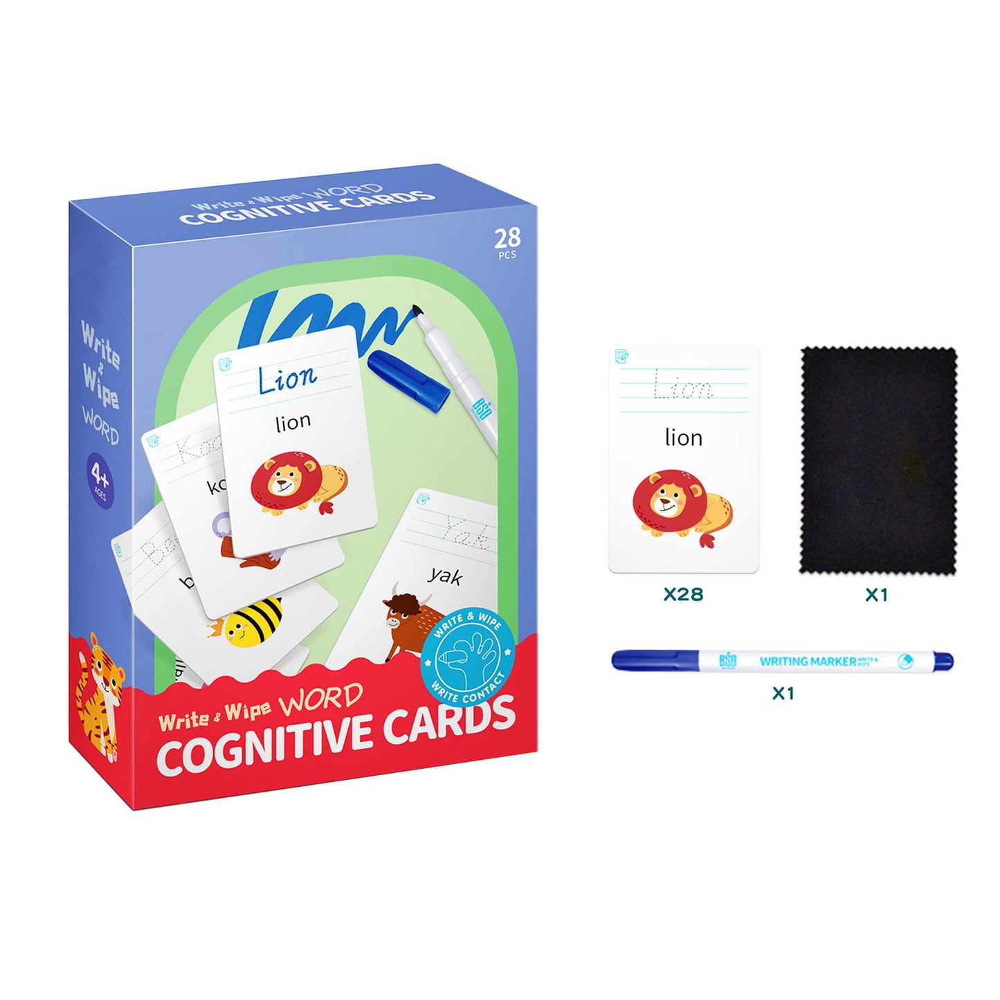 NOOLY 28 Pcs Letters Words Number Math Counting Recognition Cards RZKP-01 (Word)