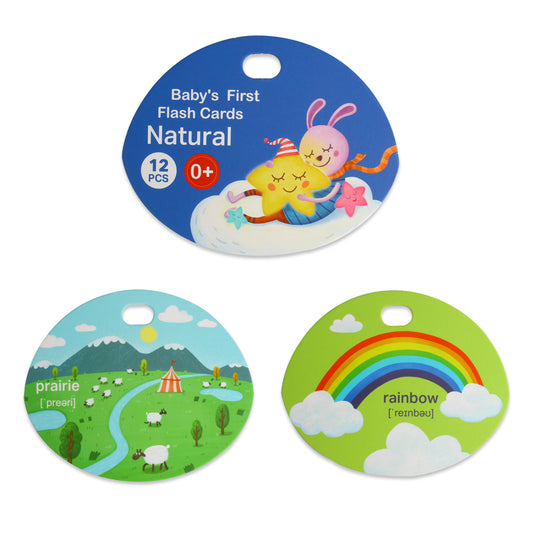 NOOLY 12 Pcs Flash Card for Toddler, Early Education Cognitive Cards PW0209 (Natural)