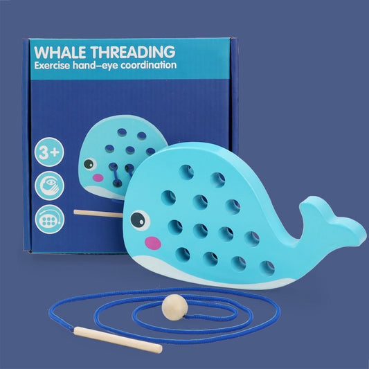 NOOLY Wooden Whale Threading Toy Montessori DWCXB-01