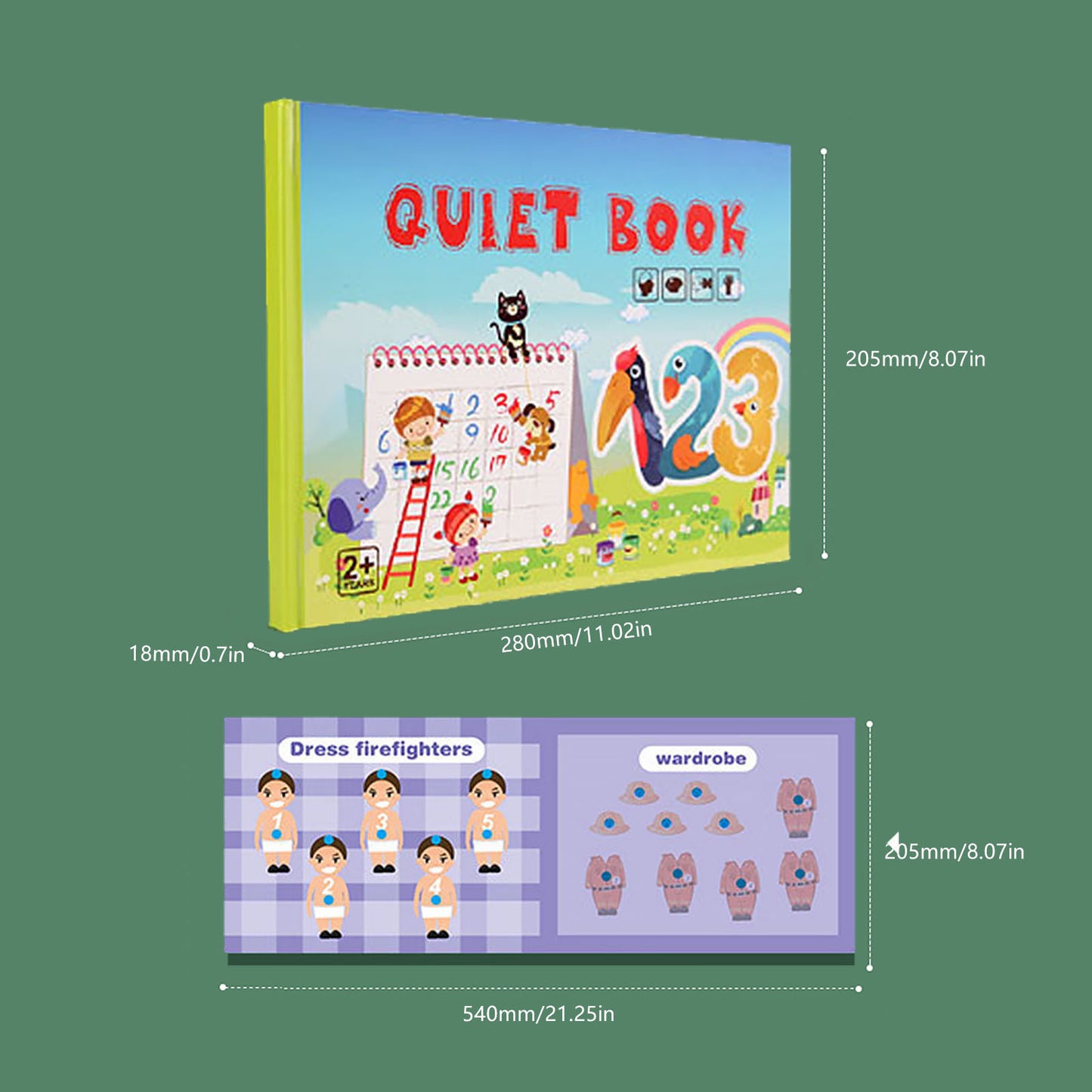 NOOLY Montessori Quiet Book for Busy Book for Cognition Number, Animal and Traffic for 3 Years Old + Boys and Girl ZJS-01 (Number)