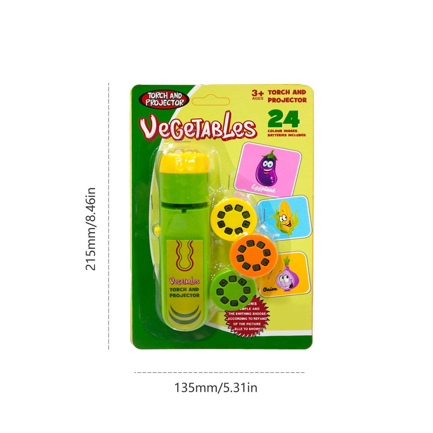 NOOLY Torch Projector Toy for Kids Flashlight Educational Toy 3 + Years Old TYWJ-01 (Vegetables and Fruits)